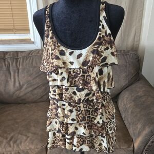Dots Leopard Print Layered Tank Top